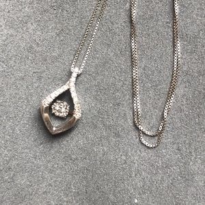 Floating diamond white gold teardrop pendant